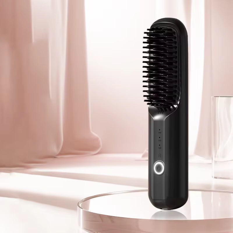 Mini Travel Ionic Wireless Hair Straightener and Curling Brush Battery Powered Hair Straightener Comb