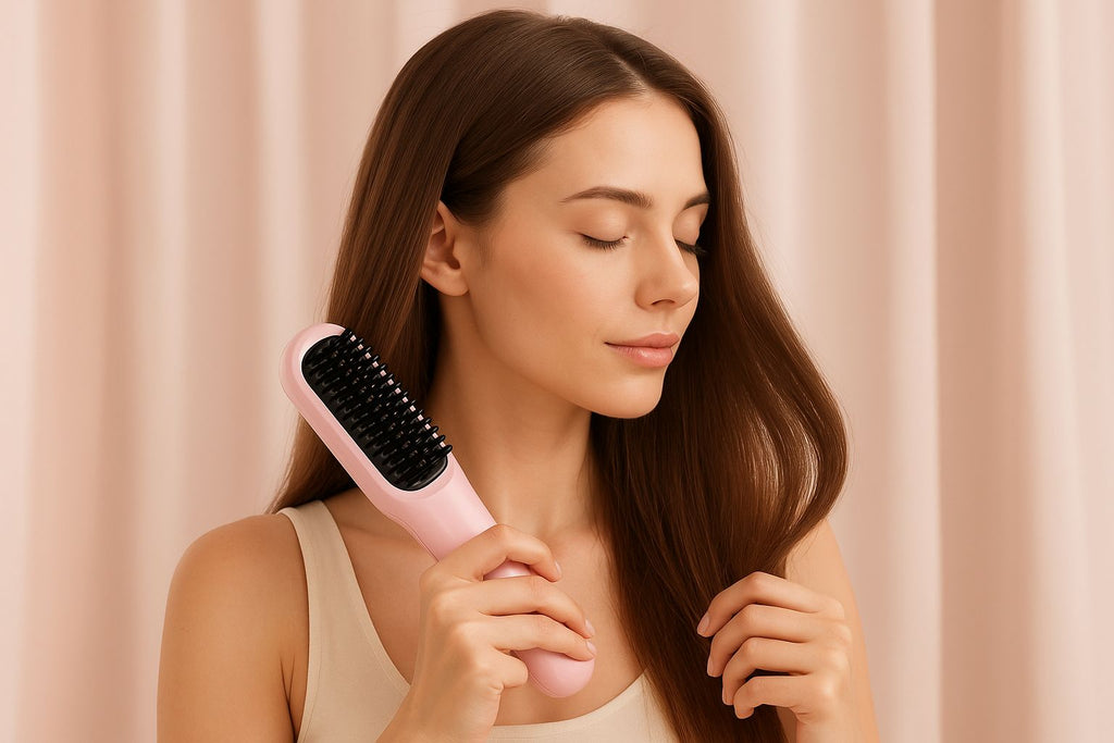 Cepillo alisador de cabello, calor en 30 segundos.