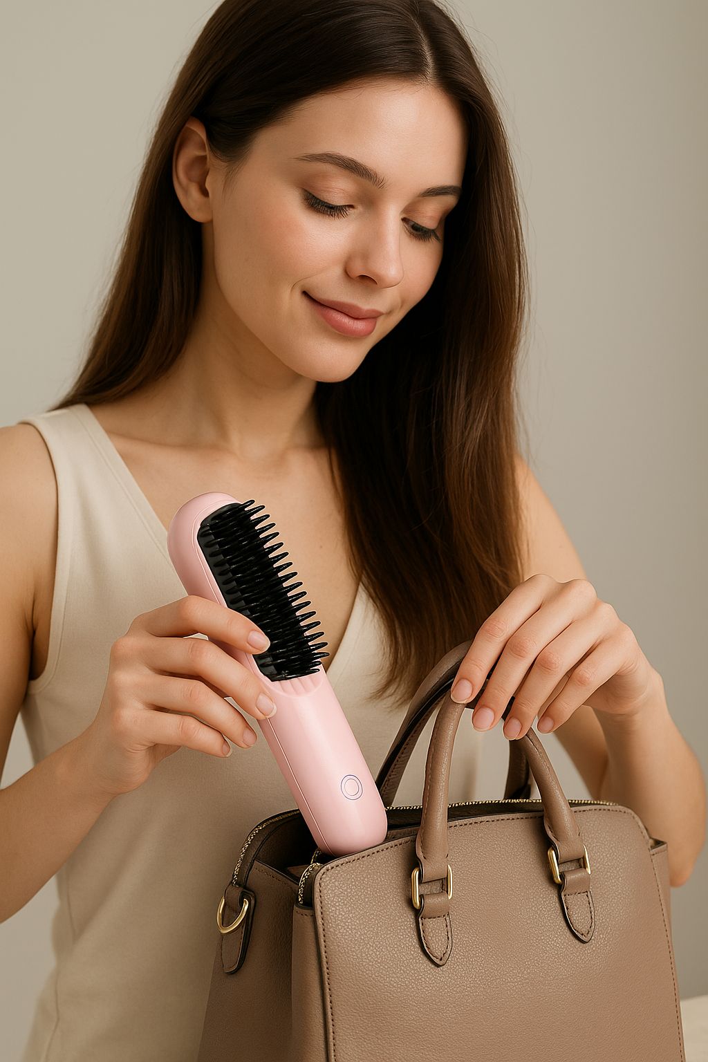 Cepillo alisador de cabello, calor en 30 segundos.