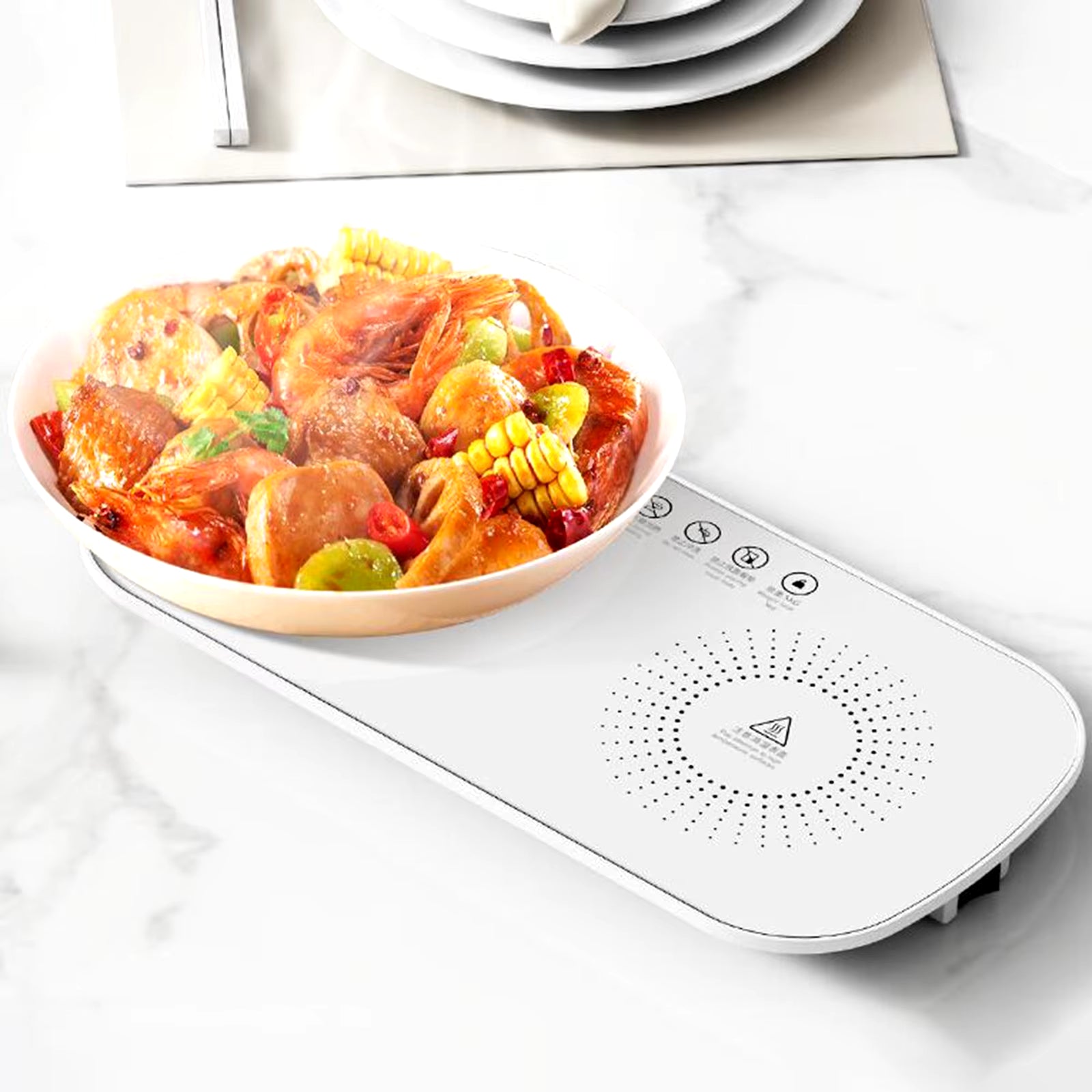 Bandeja eléctrica para calentar alimentos, Siempre Tibio